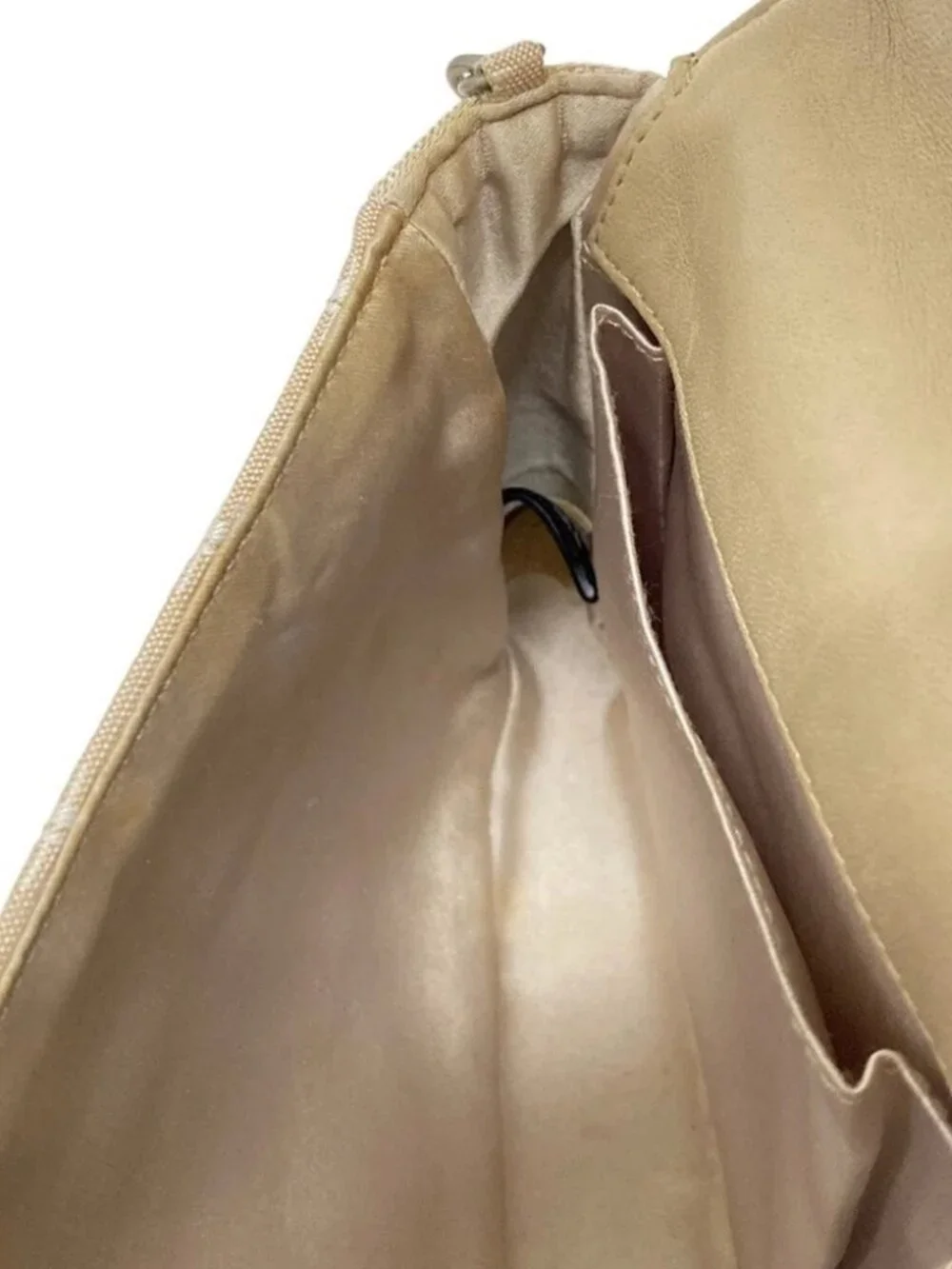 CHANEL New Travel Line Beige White Jacquard Leather Shoulder Bag